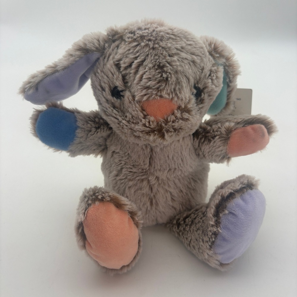 Holiday Home Easter Plush Bunny Rabbit‎ Gray Multi Color Pastel Ears Paws 8 inch